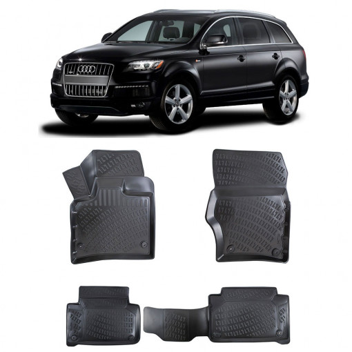 Audi Q7 I (Typ 4L) 2005-2015 Set 4 covorase auto din cauciuc tip tavita premium line 3D