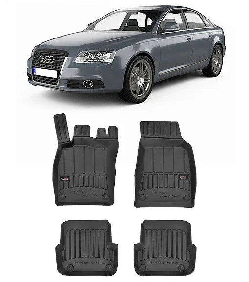 Covorase Auto Tip Tavita Audi A6 C6 Din 2006 - 2011 , Set Covorase Auto Tip Tavita Premium 3D, din cauciuc