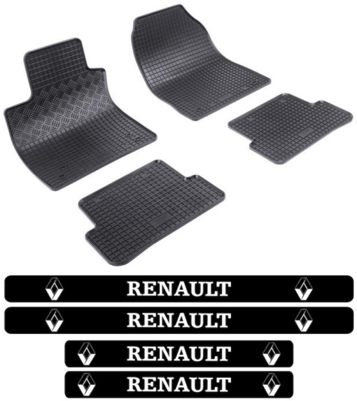Covorase Renault Clio IV, Hatchback, din 10.2012 - 08.2019 si set 4 stickere protectie praguri Renault