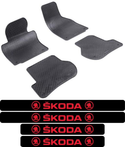 Covorase Skoda Octavia II din 03.2004 - 01.2013, hatchback si set 4 stickere protectie praguri Skoda