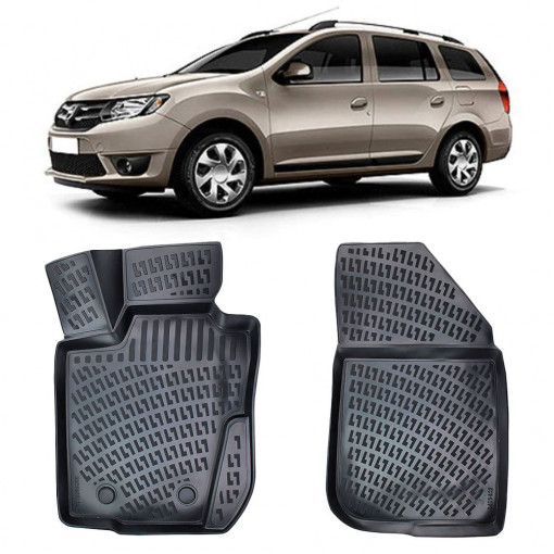 Dacia Logan II Mcv 2012- Set 2 Covorase Auto (Fata) Cauciuc Tip tavita Premium Line 3D