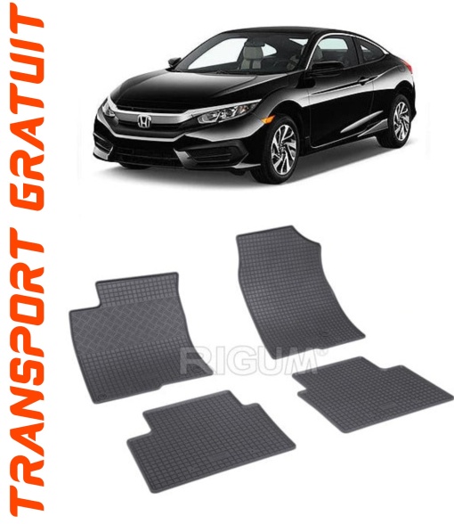 Honda CIVIc X, Sedan, fabricat din 05.2017 - Prezent, set covorase auto dedicate, din cauciuc 100% Premium