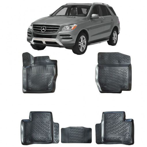 Mercedes GLE-Class (M-Class) W164 II 2006-2011 Set 5 covorase auto din cauciuc tip tavita premium line 3D