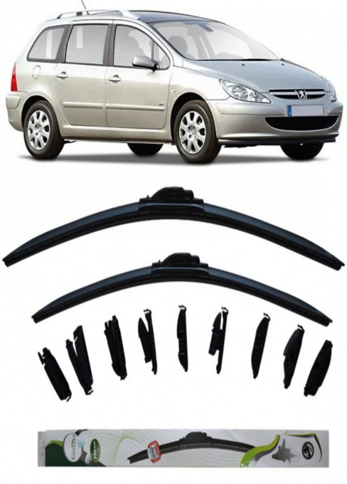 Set 2 stergatoare Kontakt Multi Adapter 71 cm/65 cm compatibile cu Peugeot 307 Break (3E) din 2002-2009 (71 cm/65 cm)