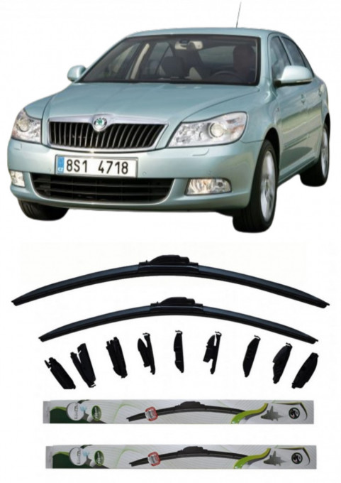Set 2 stergatoare MultiAdapter cm/cm compatibile cu Skoda Octavia II (2004-2013) (60 cm/48 cm)