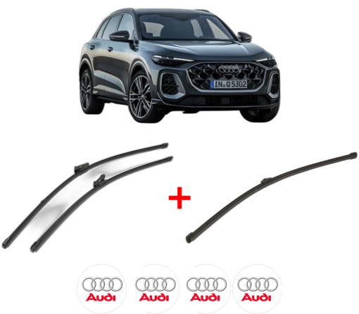Set 3 stergatoare AUDI Q5 (GUB) din 2025, pentru parbriz si luneta fata si spate auto, Valeo Silencio Xtrm, din cauciuc siliconat rezistent, 4 Stickere Auto AUDI