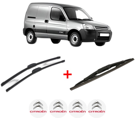 Set 3 stergatoare CITROEN BERLINGO / BERLINGO FIRST Box Body/MPV (M_) din 1996 - 2011, pentru parbriz si luneta fata si spate auto, Bosch Twin, din cauciuc siliconat rezistent, 4 Stickere Auto CITROEN