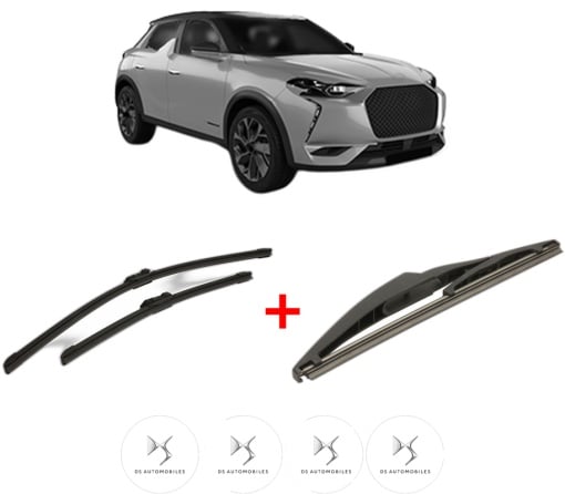 Set 3 stergatoare DS DS 3 / DS 3 CROSSBACK (UR_, UC_, UJ_) din 2019 - 2022, pentru parbriz si luneta fata si spate auto, Bosch Twin, din cauciuc siliconat rezistent, 4 Stickere Auto DS