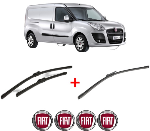 Set 3 stergatoare FIAT DOBLO Bus (263_) din 2010 - 2023, pentru parbriz si luneta fata si spate auto, Bosch Aerotwin, din cauciuc siliconat rezistent, 4 Stickere Auto FIAT
