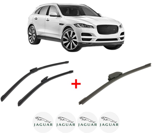 Set 3 stergatoare JAGUAR F-PACE (X761) din 2015, pentru parbriz si luneta fata si spate auto, Bosch Aerotwin, din cauciuc siliconat rezistent, 4 Stickere Auto JAGUAR