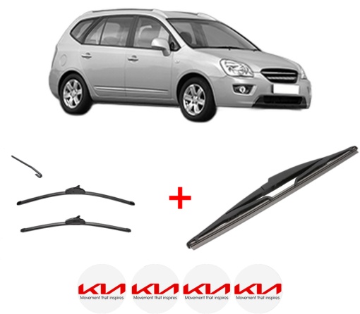 Set 3 stergatoare KIA CARENS III MPV (UN) din 2006 - 2013, pentru parbriz si luneta fata si spate auto, Valeo Silencio, din cauciuc siliconat rezistent, 4 Stickere Auto KIA