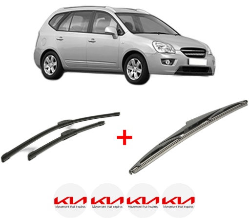 Set 3 stergatoare KIA CARENS III MPV (UN) din 2006 - 2013, pentru parbriz si luneta fata si spate auto, Bosch Twin, din cauciuc siliconat rezistent, 4 Stickere Auto KIA