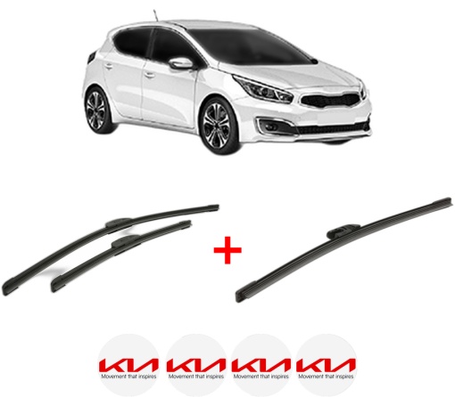 Set 3 stergatoare KIA CEED (CD) din 2018 - 2020, pentru parbriz si luneta fata si spate auto, Bosch Aerotwin, din cauciuc siliconat rezistent, 4 Stickere Auto KIA