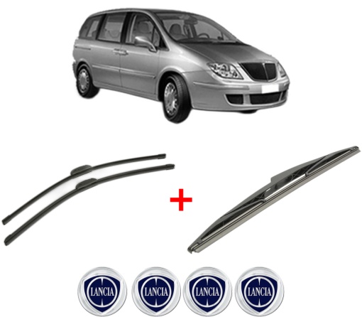 Set 3 stergatoare LANCIA PHEDRA (179_) din 2002 - 2010, pentru parbriz si luneta fata si spate auto, Bosch Twin, din cauciuc siliconat rezistent, 4 Stickere Auto LANCIA