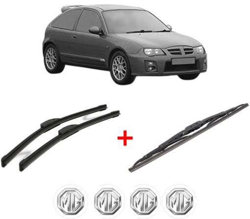 Set 3 stergatoare MG ZS Hatchback din 2001 - 2005, pentru parbriz si luneta fata si spate auto, Bosch Twin, din cauciuc siliconat rezistent, 4 Stickere Auto MG