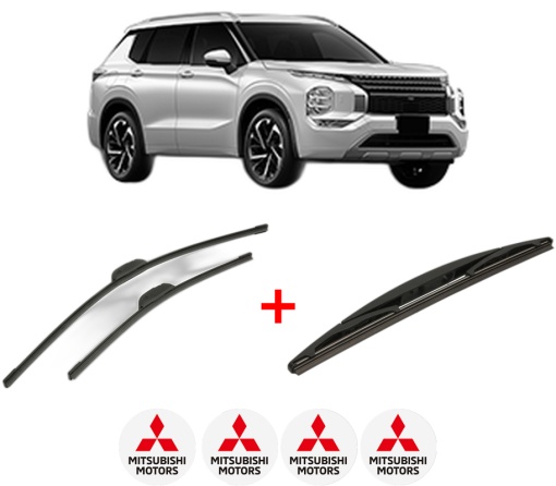 Set 3 stergatoare MITSUBISHI OUTLANDER IV (GM_W, GG_W, DG) din 2021, pentru parbriz si luneta fata si spate auto, Bosch Twin, din cauciuc siliconat rezistent, 4 Stickere Auto MITSUBISHI