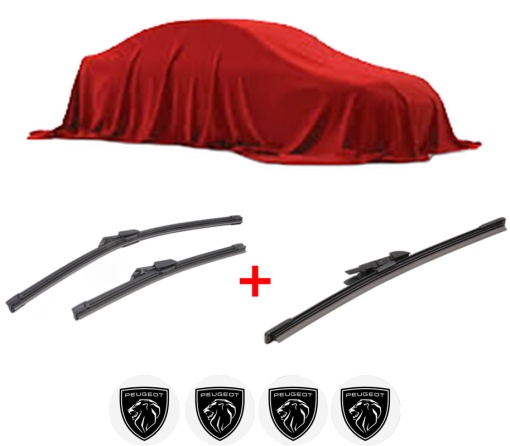 Set 3 stergatoare PEUGEOT 5008 III (KA_, KB_, KC_) din 2024, pentru parbriz si luneta fata si spate auto, Bosch Aerotwin, din cauciuc siliconat rezistent, 4 Stickere Auto PEUGEOT