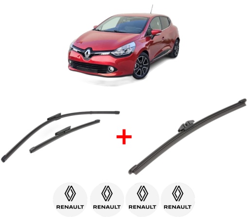 Set 3 stergatoare RENAULT CLIO IV Hatchback Van (BH_) din 2014 - 2021, pentru parbriz si luneta fata si spate auto, Valeo Silencio, din cauciuc siliconat rezistent, 4 Stickere Auto RENAULT