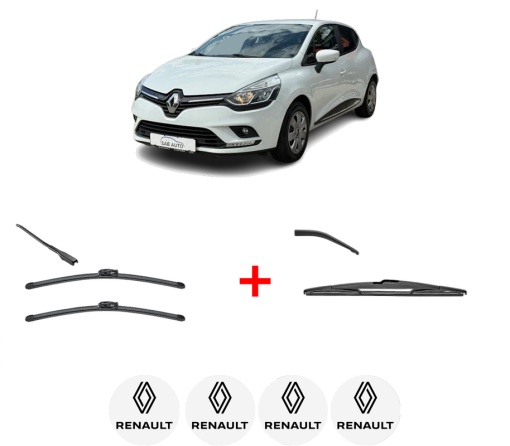 Set 3 stergatoare RENAULT CLIO V (B7_) din 2019, pentru parbriz si luneta fata si spate auto, Valeo Silencio, din cauciuc siliconat rezistent, 4 Stickere Auto RENAULT