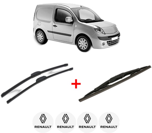 Set 3 stergatoare RENAULT KANGOO Express (FW0/1_) din 2008, pentru parbriz si luneta fata si spate auto, Bosch Twin, din cauciuc siliconat rezistent, 4 Stickere Auto RENAULT