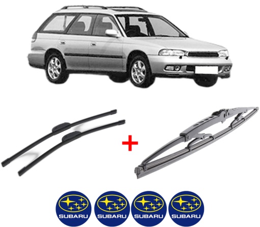 Set 3 stergatoare SUBARU LEGACY II Estate (BG) din 1994 - 1998, pentru parbriz si luneta fata si spate auto, Bosch Twin, din cauciuc siliconat rezistent, 4 Stickere Auto SUBARU