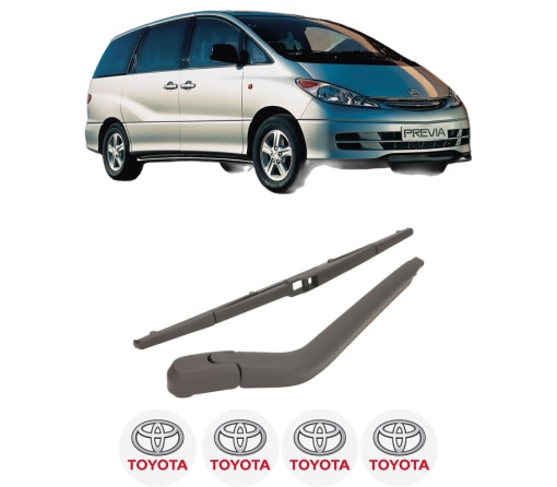 Set brat stergator spate cu lamela pentru TOYOTA PREVIA II (_R3_) din 2000-2006, pentru spate, din cauciuc siliconat rezistent, 4 stickere auto TOYOTA