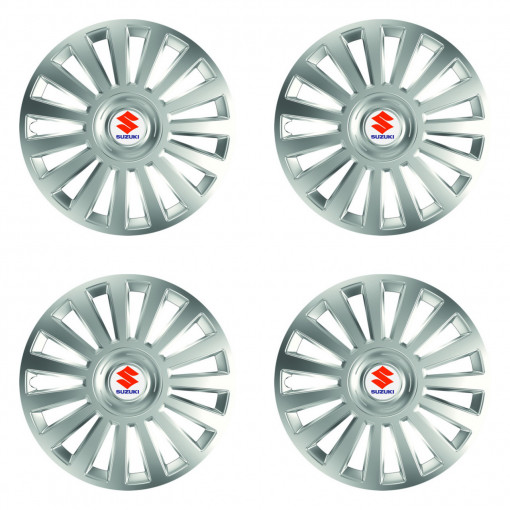Set Capace Roti Argintiu Lux cu spite late compatibil cu Suzuki