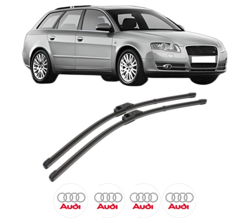 Set stergatoare AUDI A4 B7 Avant (8ED) din 2004-2008, pentru parbriz auto, 2 bucati, Valeo Silencio Xtrm, din cauciuc siliconat rezistent, 4 Stickere Auto AUDI
