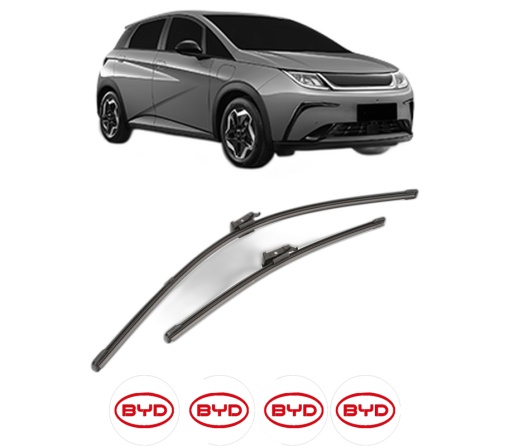 Set stergatoare BYD DOLPHIN din 2021-2023, pentru parbriz auto, 2 bucati, Valeo Silencio Xtrm, din cauciuc siliconat rezistent, 4 Stickere Auto BYD