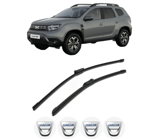 Set stergatoare DACIA DUSTER (PYM_, PYN_) din 2023, pentru parbriz auto, 2 bucati, Bosch Aerotwin, din cauciuc siliconat rezistent, 4 Stickere Auto DACIA