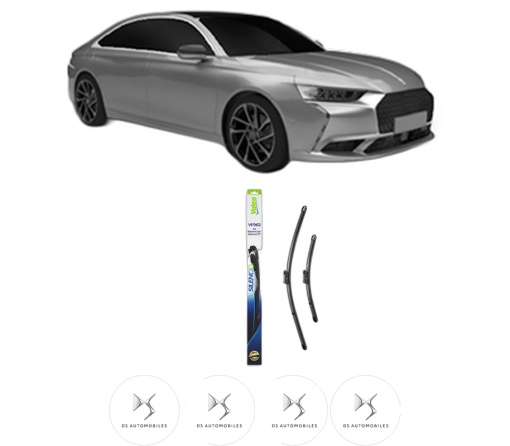 Set stergatoare DS DS 9 (X2_) din 2020-2022, pentru parbriz auto, 2 bucati, Valeo Silencio, din cauciuc siliconat rezistent, 4 Stickere Auto DS