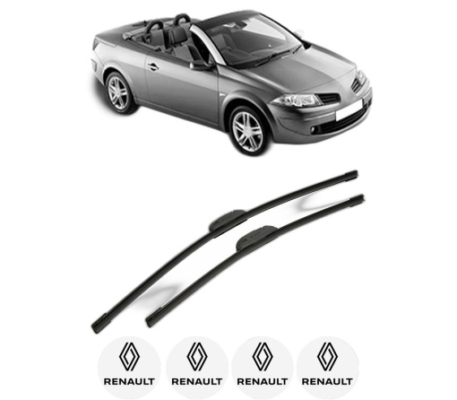 Set stergatoare RENAULT MEGANE II Coupé-Cabriolet (EM0/1_) din 2003-2009, pentru parbriz auto, 2 bucati, Bosch Aerotwin Retrofit, din cauciuc siliconat rezistent, 4 Stickere Auto RENAULT