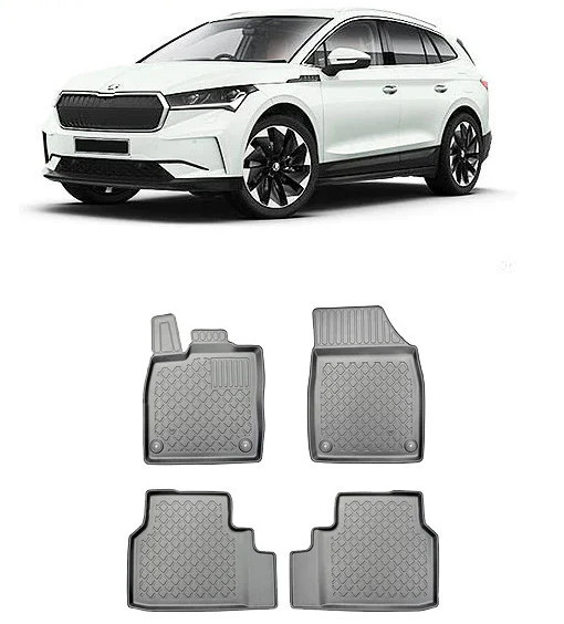 Skoda Enyaq IV, Suv, Din 04.2021 - Prezent , Set Covorase Auto Tip Tavita Premium 3D, din cauciuc