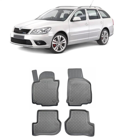 Skoda Octavia II Din 2004 - 04.2013, Combi, Facelift , Set Covorase Auto Tip Tavita Premium 3D, din cauciuc