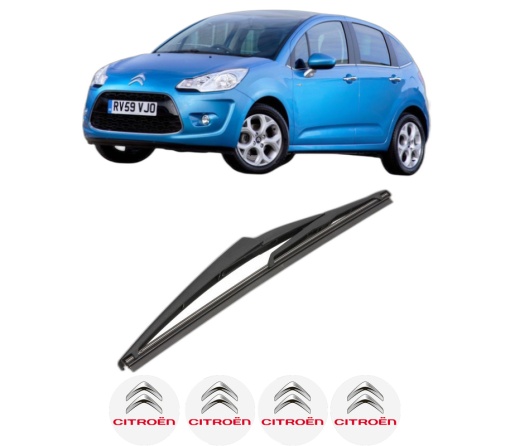 Stergator lamela spate CITROEN C3 II Hatchback Van (SC_) din 2010 - 2016, pentru luneta auto, Valeo Silencio, din cauciuc siliconat rezistent, 4 Stickere Auto CITROEN