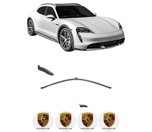 Stergator lamela spate PORSCHE TAYCAN Cross Turismo (Y1B) din 2020 - 2023, pentru luneta auto, Valeo Silencio, din cauciuc siliconat rezistent, 4 Stickere Auto PORSCHE