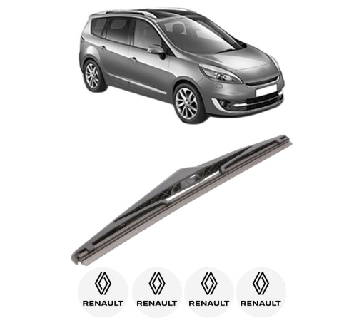 Stergator lamela spate RENAULT GRAND SCENIC III (JZ0/1_) din 2009 - 2016, pentru luneta auto, Bosch Twin, din cauciuc siliconat rezistent, 4 Stickere Auto RENAULT