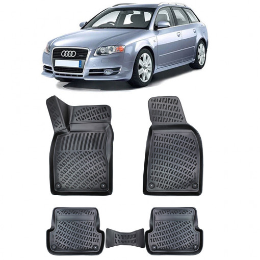 Audi A4 B7 (Typ 8E / 8H) 2004-2009 Set 4 covorase auto din cauciuc tip tavita premium line 3D