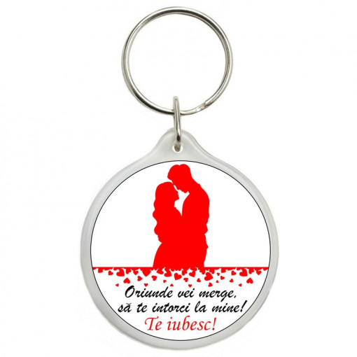 Breloc personalizat "Oriunde vei merge", 4.5 cm x 4.5 cm