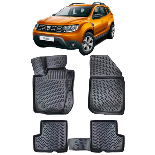 Dacia Duster 4X2 2017- Set 4 covorase auto din cauciuc tip tavita premium line 3D