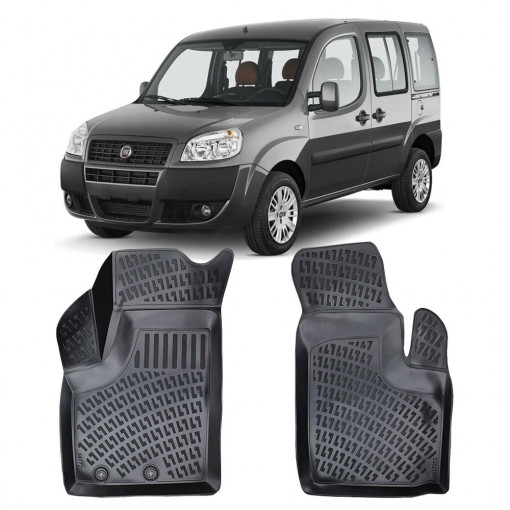 Fiat Doblo 2000-2009 Set 2 Covorase Auto (Fata) Cauciuc Tip tavita Premium Line 3D