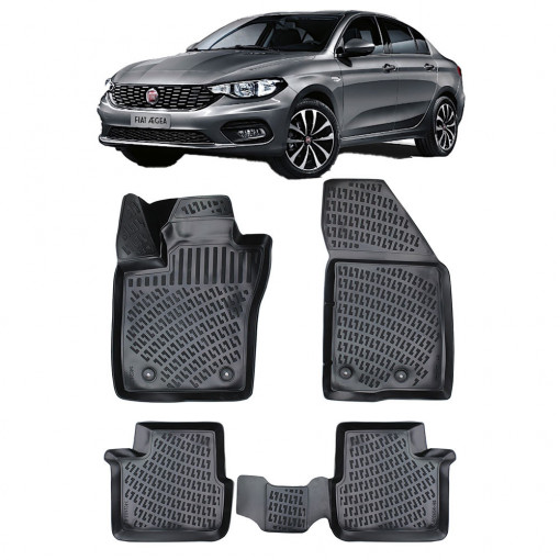 Fiat Egea 2015 - Prezent Set 4 covorase auto din cauciuc tip tavita premium line 3D