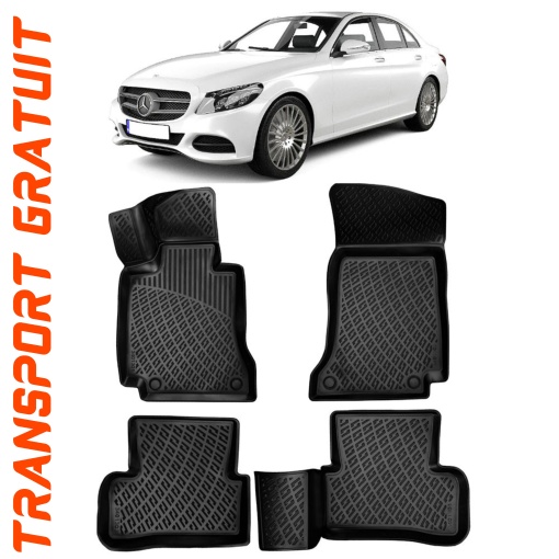 Mercedes C Class W205 2014-2021 Set 4 covorase auto din cauciuc tip tavita premium line 3D