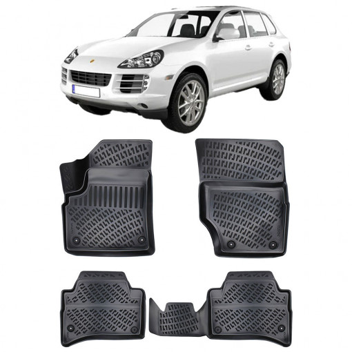 Porsche Cayenne I 2003-2010 Set 4 covorase auto din cauciuc tip tavita premium line 3D