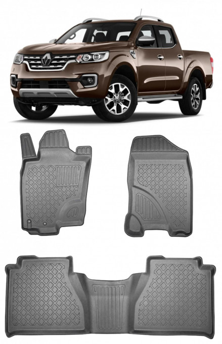 Renault Alaskan, Pick-Up, Din 09.2017 - Prezent , Set Covorase Auto Tip Tavita Premium 3D, din cauciuc