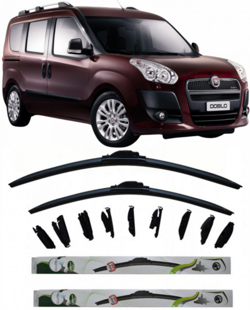 Set 2 stergatoare Kontakt Multi Adapter 60 cm/40 cm compatibile cu Fiat Doblo Bus (263_) din 2010 (60 cm/40 cm)