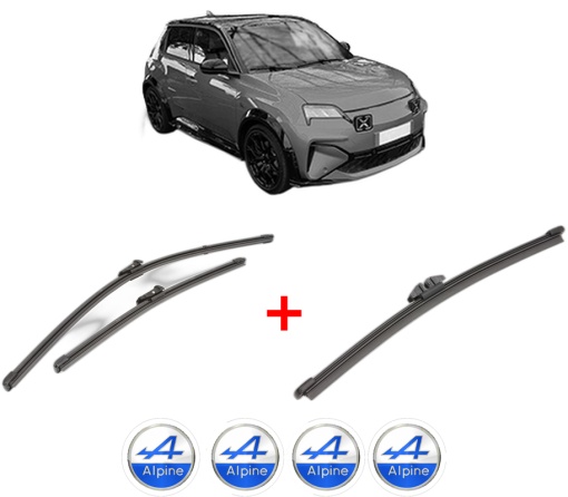 Set 3 stergatoare ALPINE A290 din 2024, pentru parbriz si luneta fata si spate auto, Valeo Silencio, din cauciuc siliconat rezistent, 4 Stickere Auto ALPINE