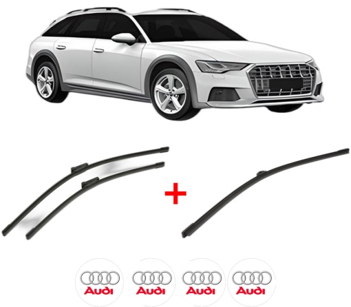 Set 3 stergatoare AUDI A6 Allroad C8 (4AH) din 2018, pentru parbriz si luneta fata si spate auto, Bosch Aerotwin, din cauciuc siliconat rezistent, 4 Stickere Auto AUDI