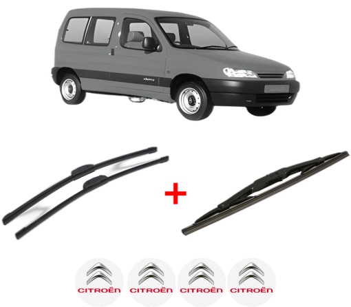 Set 3 stergatoare CITROEN BERLINGO / BERLINGO FIRST MPV (MF_, GJK_, GFK_) din 1996 - 2011, pentru parbriz si luneta fata si spate auto, Bosch Twin, din cauciuc siliconat rezistent, 4 Stickere Auto CITROEN