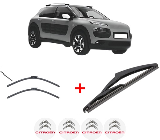 Set 3 stergatoare CITROEN C4 CACTUS din 2014 - 2018, pentru parbriz si luneta fata si spate auto, Valeo Silencio, din cauciuc siliconat rezistent, 4 Stickere Auto CITROEN
